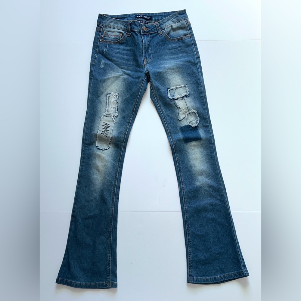 Vigoss Flare Patchwork Boho Stretch Bell Bottom J… - image 1